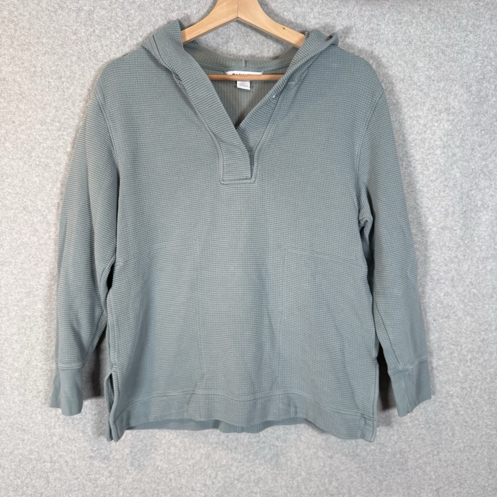 Athleta Womens Coaster Luxe Waffle Hoodie Size XS Minimalistic Grey green